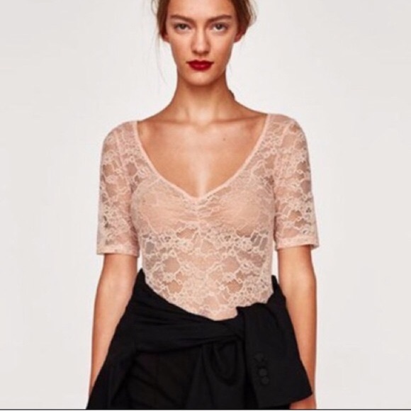 Zara Tops Zara Sheer Lace Bodysuit Poshmark